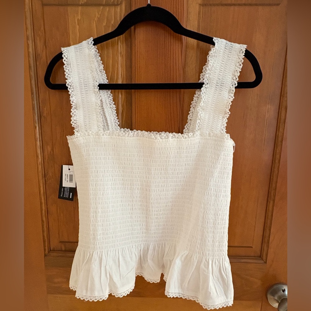 Reformation White Lace Trimmed Women's Top